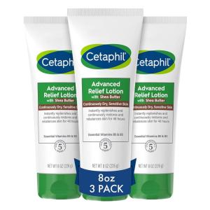 imageCetaphil Body Lotion Advanced Radiance Lotion with Shea Butter for Dry Sensitive Skin 8 oz Pack of 3 Fragrance Free Hypoallergenic NonComedogenic